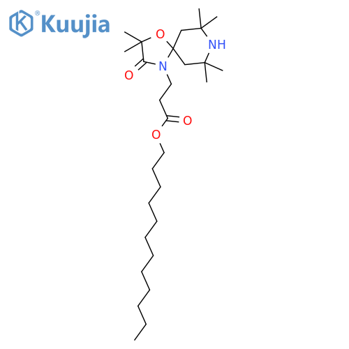 1-Oxa-4,8-diazaspiro[4.5]decane-4-propanoic acid, 2,2,7,7,9,9-hexamethyl-3-oxo-, dodecyl ester structure