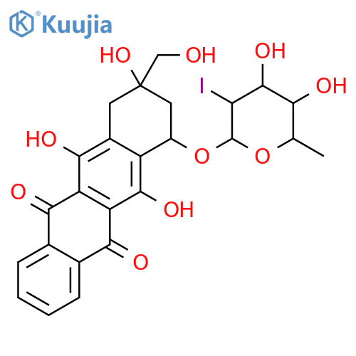 5,12-Naphthacenedione,7-[(2,6-dideoxy-2-iodo-a-L-mannopyranosyl)oxy]-7,8,9,10-tetrahydro-6,9,11-trihydroxy-9-(hydroxymethyl)-,(7S,9S)- (9CI) structure
