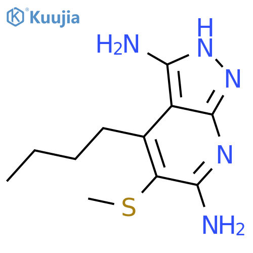 1H-Pyrazolo[3,4-b]pyridine-3,6-diamine, 4-butyl-5-(methylthio)- structure