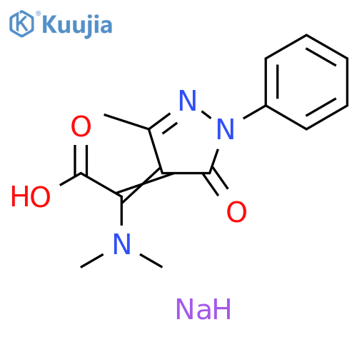 Acetic acid, 2-(1,5-dihydro-3-methyl-5-oxo-1-phenyl-4H-pyrazol-4-ylidene)-2-(dimethylamino)-, sodium salt (1:1) structure