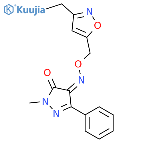 1H-Pyrazole-4,5-dione, 1-methyl-3-phenyl-, 4-[O-[(3-ethyl-5-isoxazolyl)methyl]oxime] structure