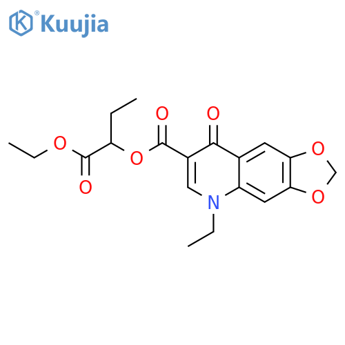 1,3-Dioxolo[4,5-g]quinoline-7-carboxylic acid, 5-ethyl-5,8-dihydro-8-oxo-, 1-(ethoxycarbonyl)propyl ester structure