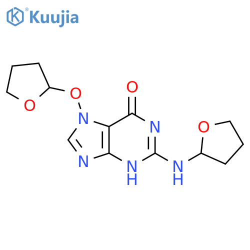 6H-Purin-6-one,1,7-dihydro-2-[(tetrahydro-2-furanyl)amino]-7-[(tetrahydro-2-furanyl)oxy]- structure