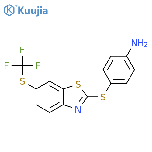 Benzenamine, 4-[[6-[(trifluoromethyl)thio]-2-benzothiazolyl]thio]- structure