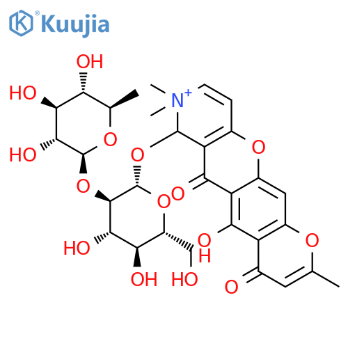 4H,6H-Pyrano[3',2':6,7][1]benzopyrano[3,2-c]pyridinium,7-[[2-O-(6-deoxy-b-D-glucopyranosyl)-b-D-glucopyranosyl]oxy]-7,8-dihydro-5-hydroxy-2,8,8-trimethyl-4,6-dioxo- structure