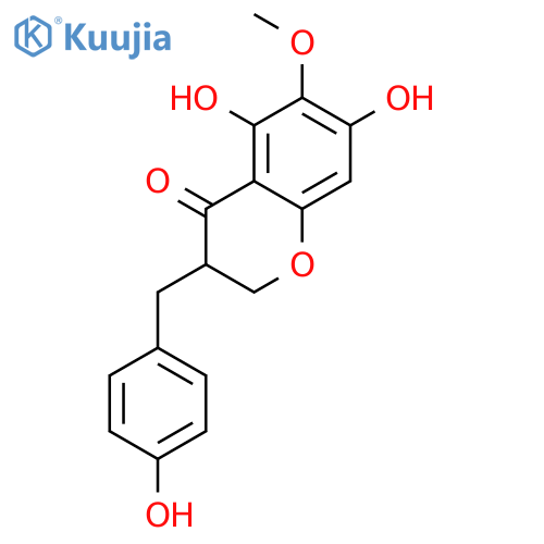 (+-)-5,7-Dihydroxy-6-methoxy-3-(4-hydroxybenzyl)-chroman-4-on structure