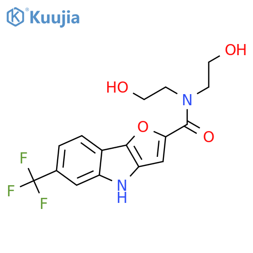 4H-Furo[3,2-b]indole-2-carboxamide, N,N-bis(2-hydroxyethyl)-6-(trifluoromethyl)- structure