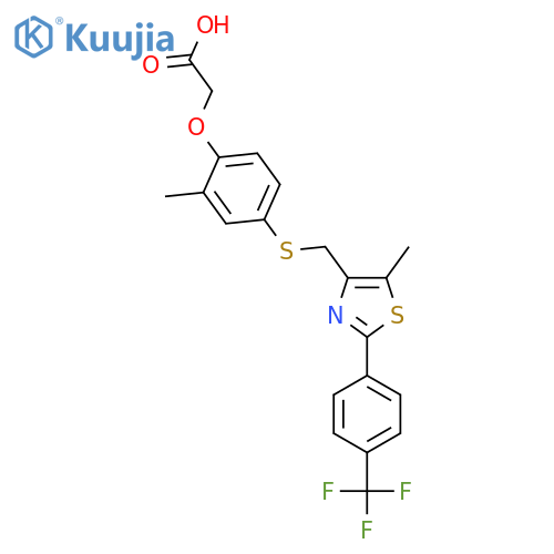 {2-Methyl-4-{{4-methyl-2-[4-(trifluoromethyl)phenyl]-5-thiazolyl}methylthio}phenoxy}acetic acid structure
