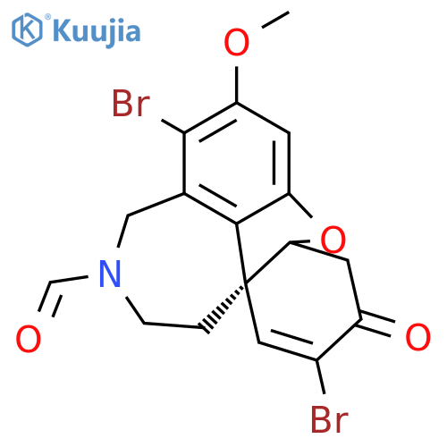 rac-(4aα)-4a,5,9,10,11,12-Hexahydro-1,5-dibromo-11-formyl-3-methoxy-6H-benzofuro3a,3,2-e,f2benzazepin-6-one structure