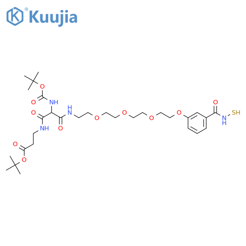 tert-Butyl 14-(N-boc-amino)-1-3-(mercaptocarbamoyl)phenoxy-13,15-dioxo-3,6,9-trioxa- 12,16-diazanonadecan-19-oate structure