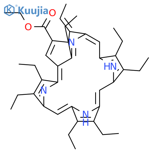 20-Phorbinecarboxylicacid,3,4,20,21-tetradehydro-3,4,8,9,13,14,19-heptaethyl-18-ethylidene-18,19-dihydro-,ethyl ester (9CI) structure