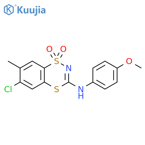 1,4,2-Benzodithiazin-3-amine, 6-chloro-N-(4-methoxyphenyl)-7-methyl-, 1,1-dioxide structure