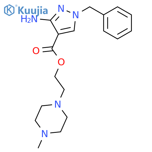 1H-Pyrazole-4-carboxylic acid, 3-amino-1-(phenylmethyl)-, 2-(4-methyl-1-piperazinyl)ethyl ester structure