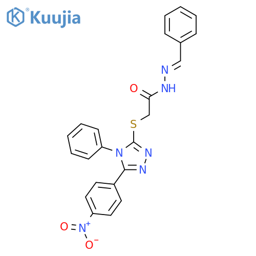 Acetic acid, [[5-(4-nitrophenyl)-4-phenyl-4H-1,2,4-triazol-3-yl]thio]-, (phenylmethylene)hydrazide structure