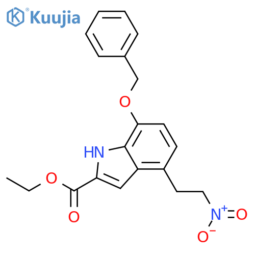 1H-Indole-2-carboxylic acid, 4-(2-nitroethyl)-7-(phenylmethoxy)-, ethyl ester structure