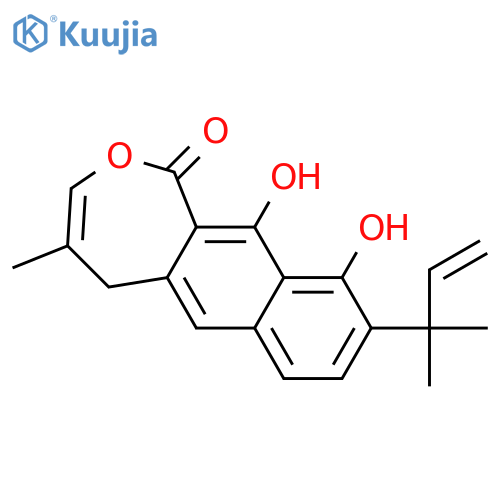 Naphth[2,3-c]oxepin-1(5H)-one,9-(1,1-dimethyl-2-propen-1-yl)-10,11-dihydroxy-4-methyl- structure