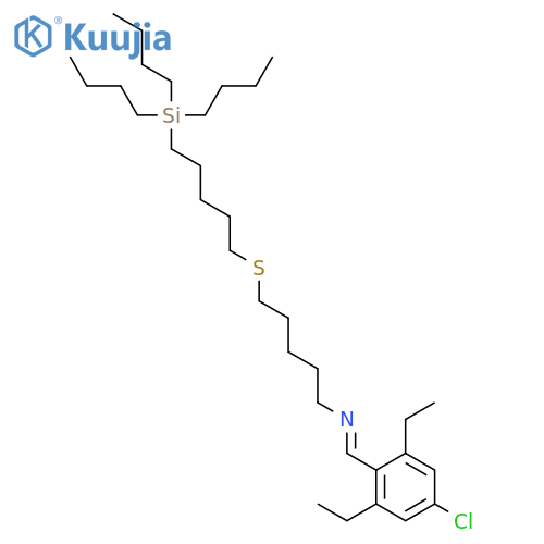 1-Pentanamine, N-[(4-chloro-2,6-diethylphenyl)methylene]-5-[[5-(tributylsilyl)pentyl]thio]- structure