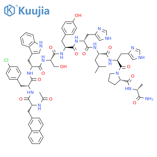 D-Alaninamide, N-acetyl-3-(2-naphthalenyl)-D-alanyl-4-chloro-D-phenylalanyl-D-tryptophyl- L-seryl-L-tyrosyl-D-histidyl-L-leucyl-L-histidyl-L-prolyl- structure