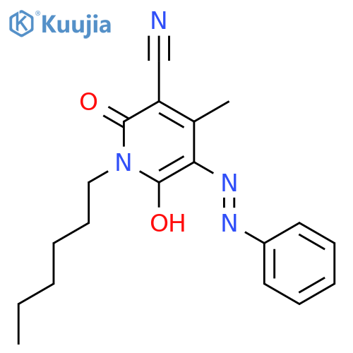 3-Pyridinecarbonitrile, 1-hexyl-1,2-dihydro-6-hydroxy-4-methyl-2-oxo-5-(phenylazo)- structure