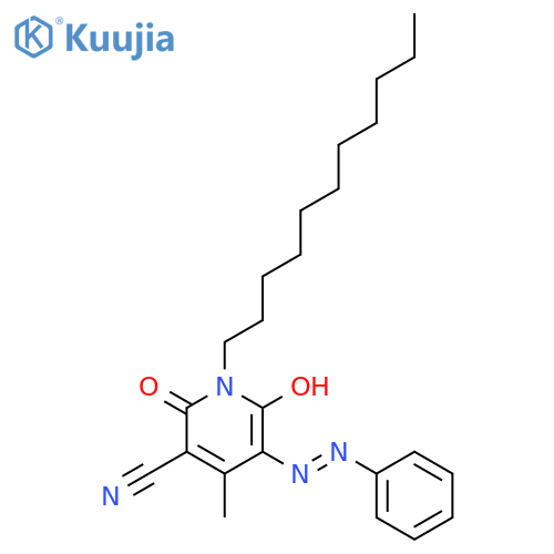 3-Pyridinecarbonitrile, 1,2-dihydro-6-hydroxy-4-methyl-2-oxo-5-(phenylazo)-1-undecyl- structure