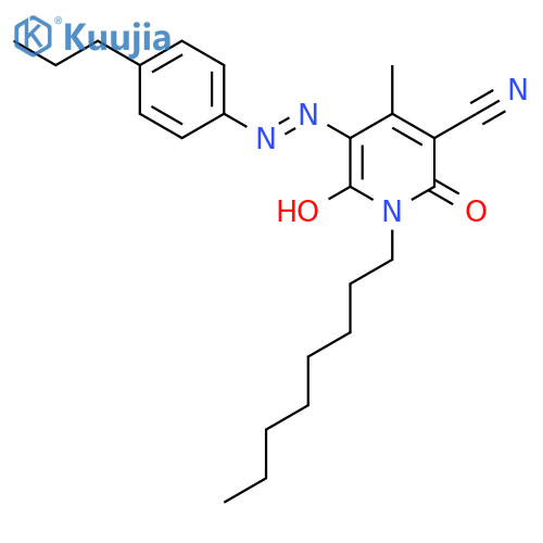 3-Pyridinecarbonitrile, 1,2-dihydro-6-hydroxy-4-methyl-1-octyl-2-oxo-5-[(4-propylphenyl)azo]- structure