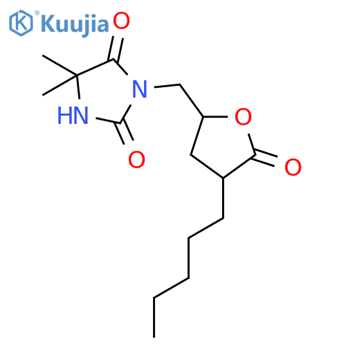2,4-Imidazolidinedione, 5,5-dimethyl-3-[(tetrahydro-5-oxo-4-pentyl-2-furanyl)methyl]- structure