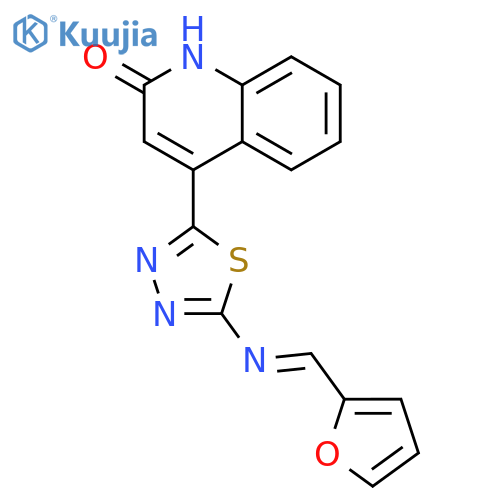 2(1H)-Quinolinone, 4-[5-[(2-furanylmethylene)amino]-1,3,4-thiadiazol-2-yl]- structure
