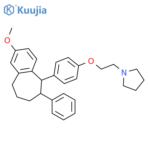 Pyrrolidine,1-[2-[4-(6,7,8,9-tetrahydro-2-methoxy-6-phenyl-5H-benzocyclohepten-5-yl)phenoxy]ethyl]-,trans- (9CI) structure
