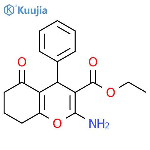 ethyl 2-amino-5-oxo-4-phenyl-5,6,7,8-tetrahydro-4H-chromene-3-carboxylate structure