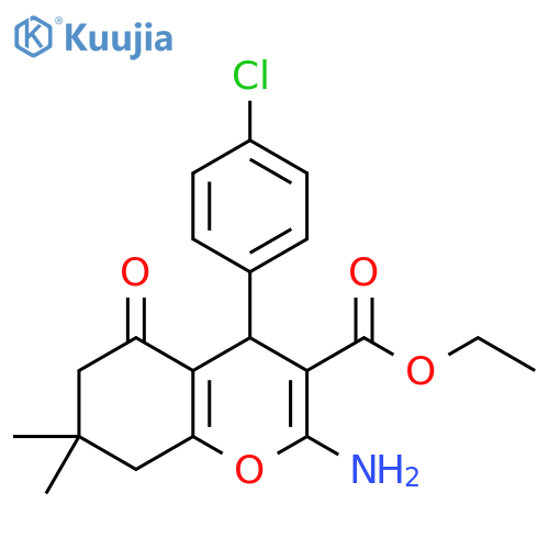 ethyl 2-amino-4-(4-chlorophenyl)-7,7-dimethyl-5-oxo-5,6,7,8-tetrahydro-4H-chromene-3-carboxylate structure