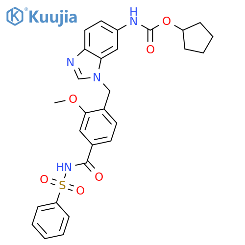 Carbamic acid,[1-[[2-methoxy-4-[[(phenylsulfonyl)amino]carbonyl]phenyl]methyl]-1H-benzimidazol-6-yl]-,cyclopentyl ester (9CI) structure