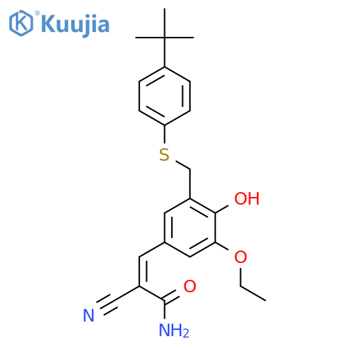 2-Propenamide,2-cyano-3-[3-[[[4-(1,1-dimethylethyl)phenyl]thio]methyl]-5-ethoxy-4-hydroxyphenyl]- structure