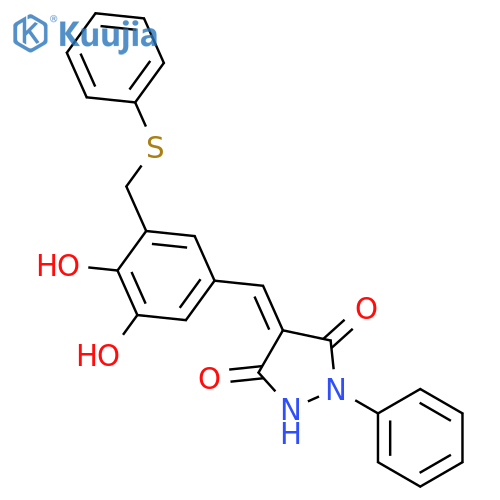 3,5-Pyrazolidinedione,4-[[3,4-dihydroxy-5-[(phenylthio)methyl]phenyl]methylene]-1-phenyl- structure