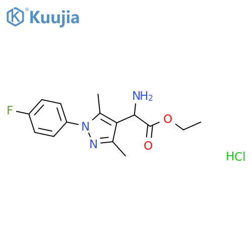 ethyl 2-amino-2-1-(4-fluorophenyl)-3,5-dimethyl-1H-pyrazol-4-ylacetate hydrochloride structure