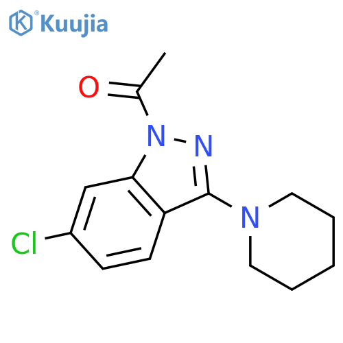 1H-Indazole, 1-acetyl-6-chloro-3-(1-piperidinyl)- structure