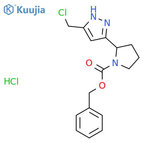 benzyl 2-5-(chloromethyl)-1H-pyrazol-3-ylpyrrolidine-1-carboxylate hydrochloride structure