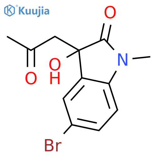 5-bromo-3-hydroxy-1-methyl-3-(2'-oxopropyl)indolin-2-one structure