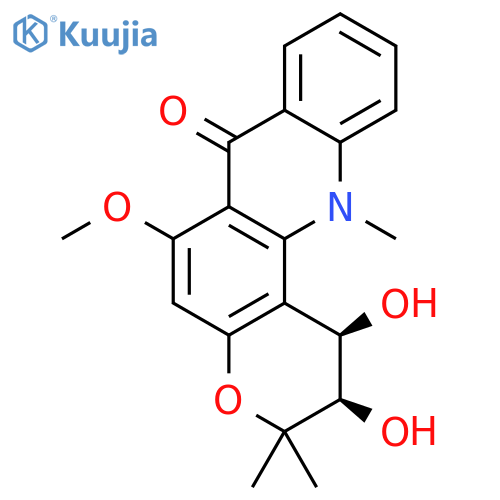 7H-Pyrano[2,3-c]acridin-7-one,1,2,3,12-tetrahydro-1,2-dihydroxy-6-methoxy-3,3,12-trimethyl-, (1R,2R)- structure