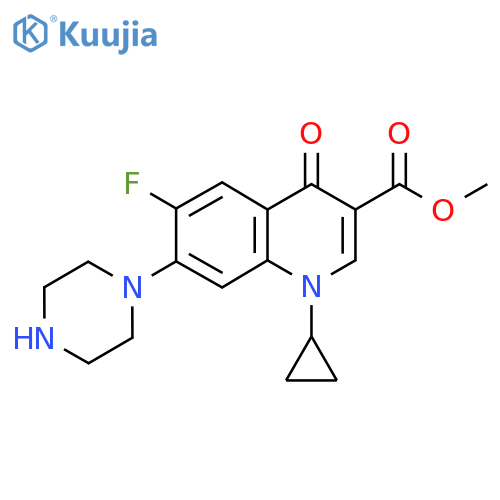 Methyl 1-cyclopropyl-6-fluoro-4-oxo-7-(piperazin-1-yl)quinoline-3-carboxylate structure