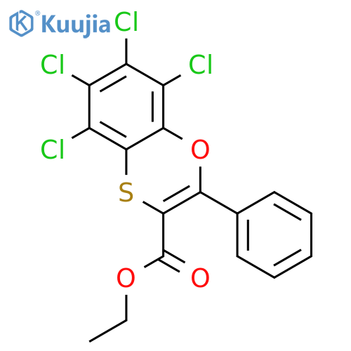 1,4-Benzoxathiin-3-carboxylic acid, 5,6,7,8-tetrachloro-2-phenyl-, ethyl ester structure