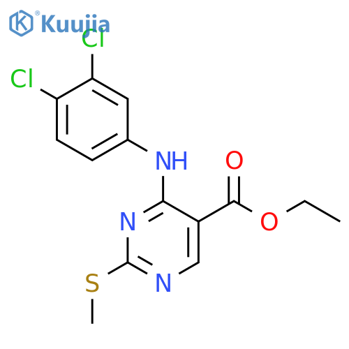 Ethyl 4-(3,4-dichloroanilino)-2-(methylsulfanyl)-5-pyrimidinecarboxylate structure