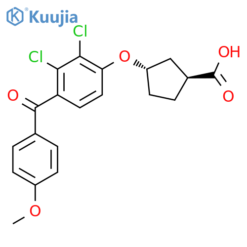 Cyclopentanecarboxylic acid, 3-[2,3-dichloro-4-(4-methoxybenzoyl)phenoxy]-, (1S-trans)- structure