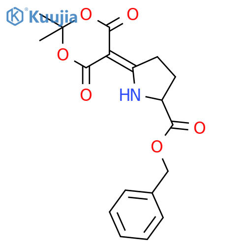 DL-Proline, 5-(2,2-dimethyl-4,6-dioxo-1,3-dioxan-5-ylidene)-, phenylmethyl ester structure