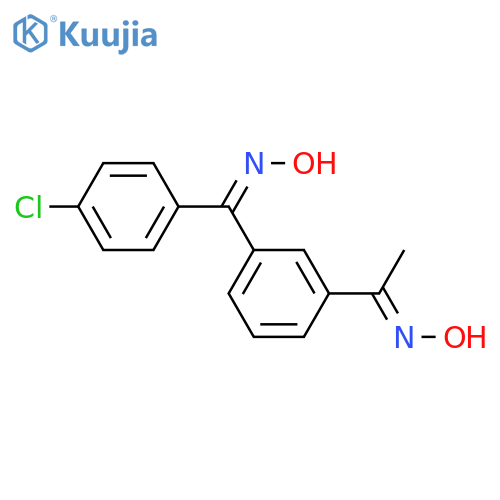 Ethanone, 1-[3-[(4-chlorophenyl)(hydroxyimino)methyl]phenyl]-, oxime structure