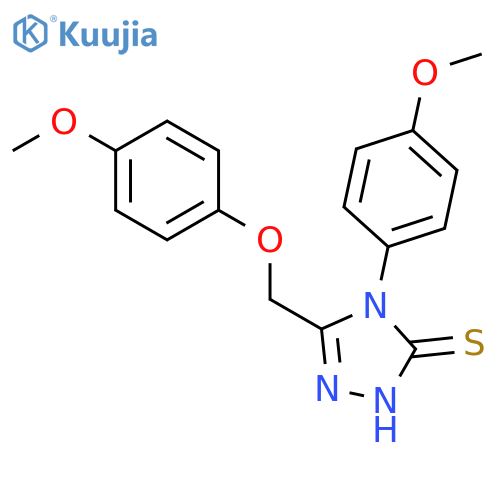 3H-1,2,4-Triazole-3-thione, 2,4-dihydro-5-[(4-methoxyphenoxy)methyl]-4-(4-methoxyphenyl)- structure
