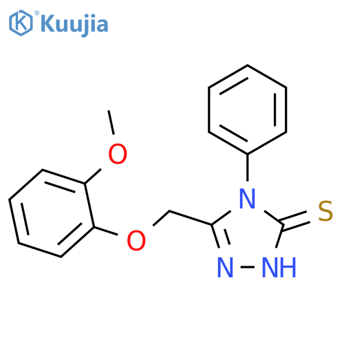 3H-1,2,4-Triazole-3-thione,2,4-dihydro-5-[(2-methoxyphenoxy)methyl]-4-phenyl- structure