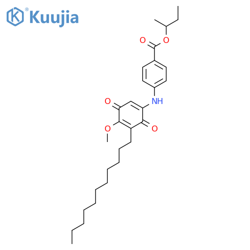 Benzoic acid, 4-[(4-methoxy-3,6-dioxo-5-undecyl-1,4-cyclohexadien-1-yl)amino]-, 1-methylpropyl ester structure