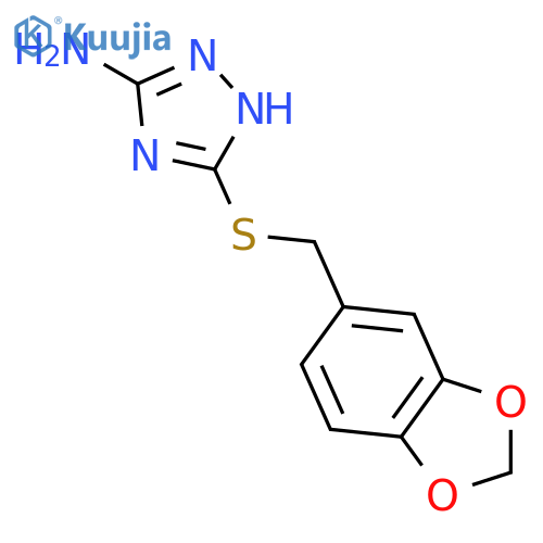 3-{[(2H-1,3-benzodioxol-5-yl)methyl]sulfanyl}-1H-1,2,4-triazol-5-amine structure