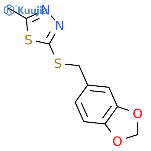 2-{[(2H-1,3-benzodioxol-5-yl)methyl]sulfanyl}-5-methyl-1,3,4-thiadiazole structure