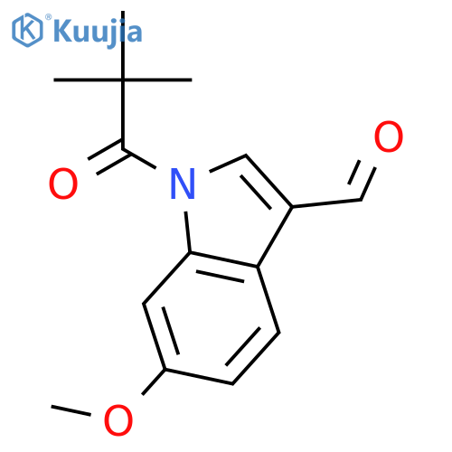 1H-Indole-3-carboxaldehyde, 1-(2,2-dimethyl-1-oxopropyl)-6-methoxy- structure